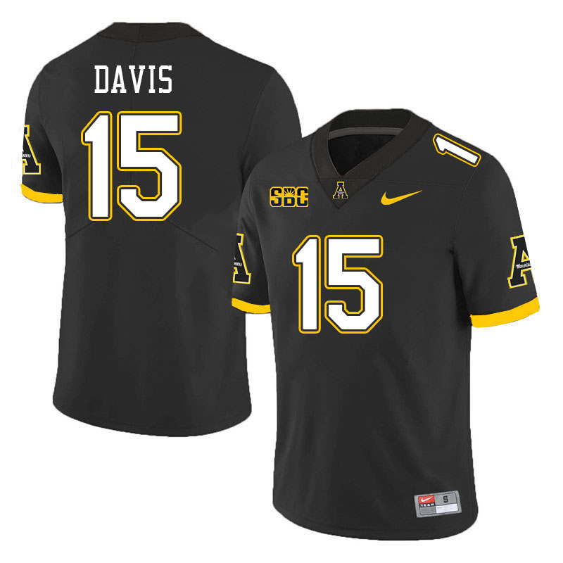 Appalachian State Mountaineers #15 Thomas Davis College Football Jerseys-Black